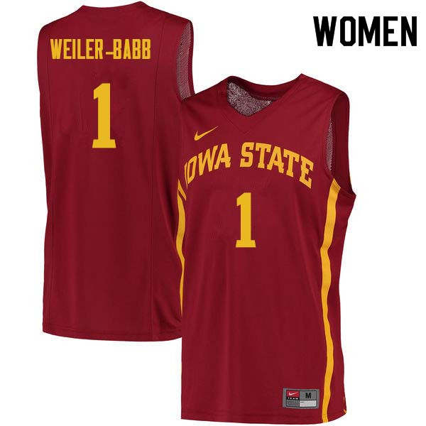 Women #1 Nick Weiler-Babb Iowa State Cyclones College Basketball Jerseys Sale-Cardinal